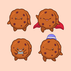 Cute Cookies Cartoon Character Illustration