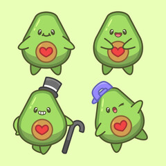 Cute Avocado Cartoon Character Illustration