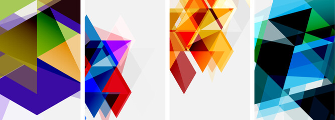 Fototapeta na wymiar Colorful bright triangles with various colors and transparencies. Vector illustration For Wallpaper, Banner, Background, Card, Book Illustration, landing page