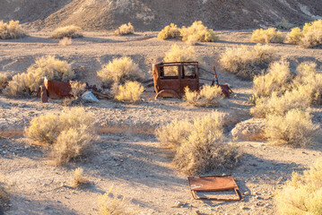 Eroded, Abandoned, Rusting, Ford Model T, Deep Desert, Death Valley, California, Vintage Car,...