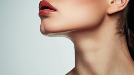  soft and supple skin of a beauty model's neck and décolleté area - obrazy, fototapety, plakaty