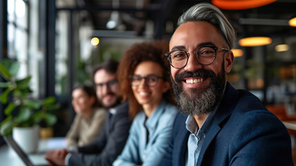 Obraz premium diverse team of finance professionals collaborating in a modern office settin