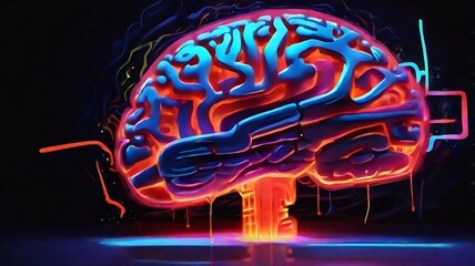Rendered illustration of ai human brain