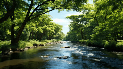 Naklejka premium stream in the forest high definition(hd) photographic creative image