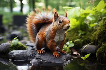 Naklejka na ściany i meble squirrel in tropical forest