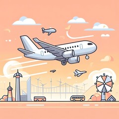 airplane flat illustration. simple and minimalist design