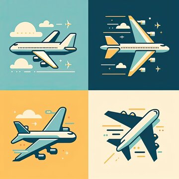 set of airplane. airplane flat illustration. simple and minimalist design