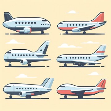 set of airplane flat illustration. simple and minimalist design