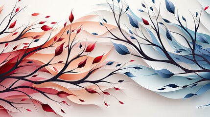 Elegant leaf pattern tile ready with bold red and soft white blooms on deep blue.Generative AI