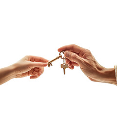 concept of giving and sharing wealth with a detailed image of hands passing a key symbolizing financial knowledge