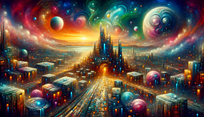 Obraz na płótnie Canvas Alien City on a Distant World