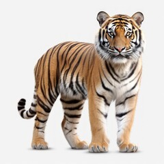 Fototapeta premium A full-body shot of a tiger on a white background.