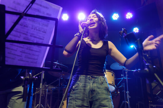 Young women performing on stage