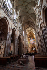 Naklejka premium Interior of the St. Vitus Cathedral in Prague Castle in Czechia