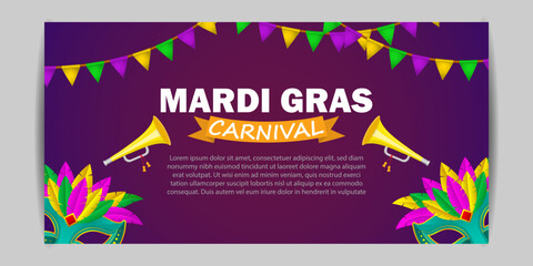 Vector illustration of Mardi Gras social media feed template