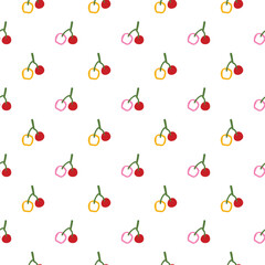 Seamless Pattern with Cherry Design on White Background