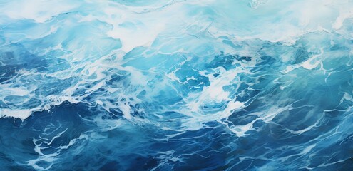 Obraz premium An illustration of blue beach waves. Generative AI