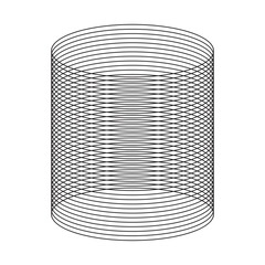 oval forming many parallel metal lines, linear typography design element.