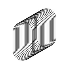 oval forming many parallel metal lines, linear typography design element.	