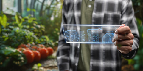 agriculture and modern technology Farmer using smart farming technologies using AI