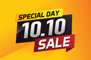 10.10 Special day sale word concept vector illustration with ribbon and 3d style for use landing page, template, ui, web, mobile app, poster, banner, flyer, background, gift card, coupon	