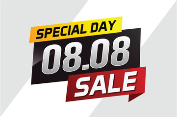 8.8 Special day sale word concept vector illustration with ribbon and 3d style for use landing page, template, ui, web, mobile app, poster, banner, flyer, background, gift card, coupon	