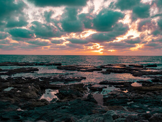 Obraz premium Haifa, Israel sunset over the sea