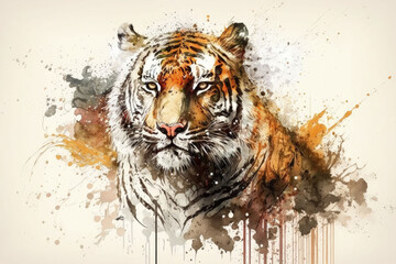 Tiger in watercolor painting AI generated