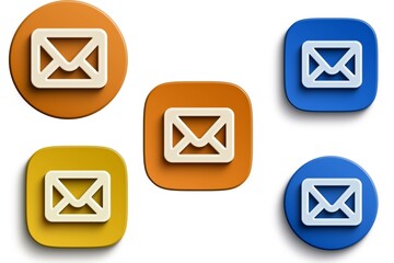 Illustration of the rounded icons with envelopes on a white background
