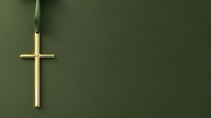 Christian Greek, Armenian, Greek cross on a plain background, banner with place for text, postcard. Generative AI