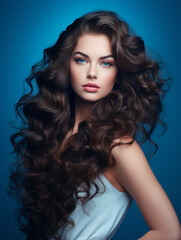 Fototapeta premium portrait of a woman with long hair generative ai