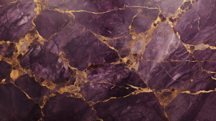 Elegant purple marble texture with intricate gold veins, suitable for luxurious background or design.