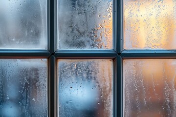 Condensation inside a double glazed window after a cold night