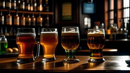 glass of beer on a bar counter