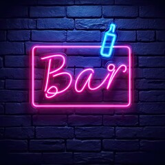 Obraz premium Neon lit bar atmosphere allure of nightlife meets charm of retro style. Evokes images of glowing neon signs vintage cocktails and electric ambiance of bustling club or pub