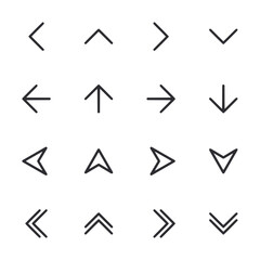 Set of arrow icon for web app simple line design - obrazy, fototapety, plakaty