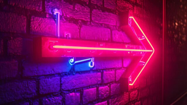 neon arrow light wall sign background
