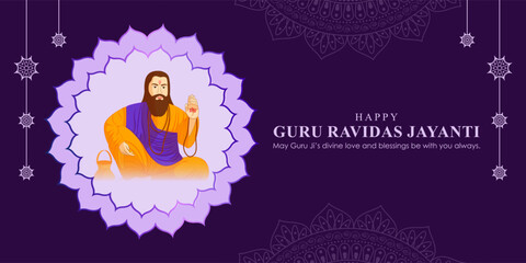 Vector illustration of Happy Guru Ravidass Jayanti social media feed template