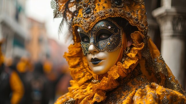 Venetian Carnival Vibrance: A Street Procession Spectacle
