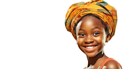 smiling african girl standing isolated on white background