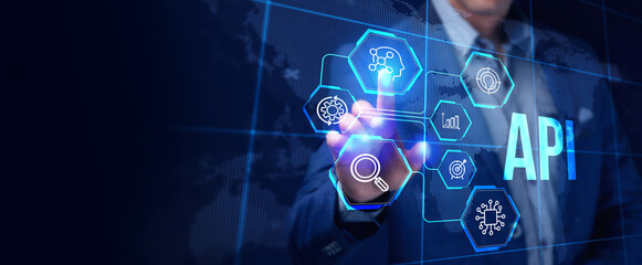 Obraz premium API - Application Programming Interface. Software development tool. Business, modern technology, internet and networking concept.