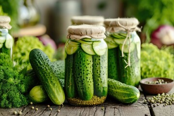 Winter organic food pickled cucumbers