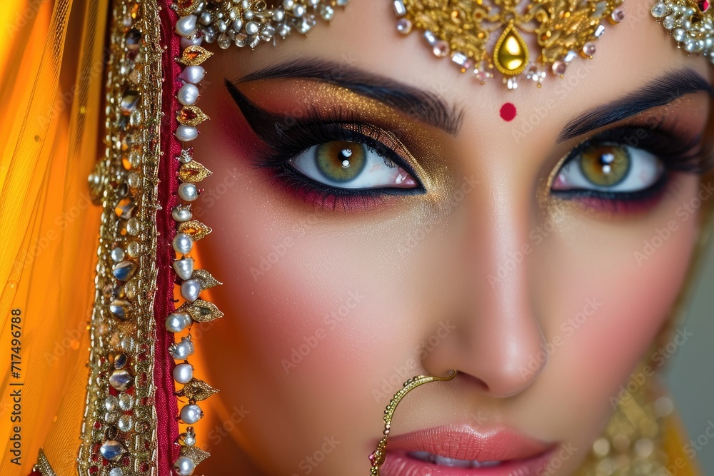 Wall mural stunning indian model with flawless makeup - Wall murals