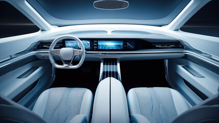 Clean and futuristic car interior design