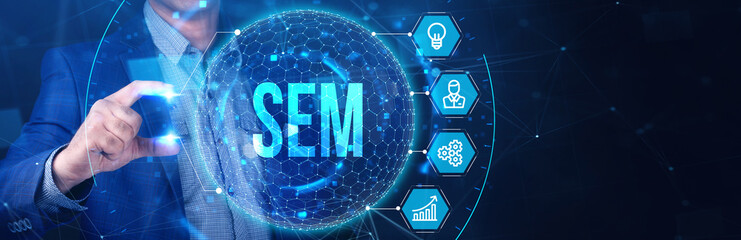 SEM Search Engine Optimization Marketing Ranking concept for website.