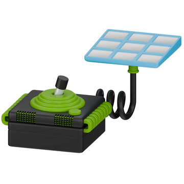 3d solar panel control. 3d render illustration isolated on white background with sustainability theme.