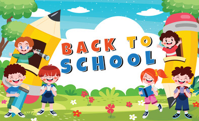 back to school background with students