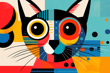 Abstract cat painting in the style of pablo picasso. Pet. Animals art. AI Generative - obrazy, fototapety, plakaty