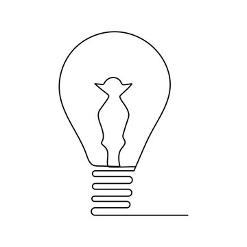 Light bulb continuous one line drawing  outline vector illustration