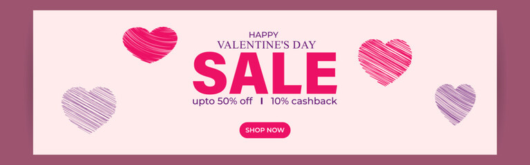 Vector illustration of Happy Valentines Day Sale social media feed template